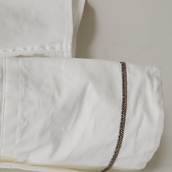 BRUNELLO CUCINELLI  MONILI TRIM WHITE BLOUSE Size Large - Picture 15 of 17